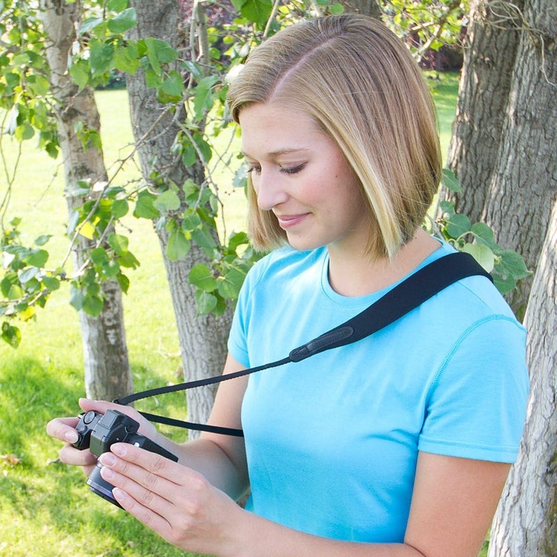 OP/TECH USA Compact Sling - Neoprene Camera Sling for Small Point & Shoot Cameras - Camera Strap With Non-slip Backing with Mini Loop Connectors for SLR/DSLR Cameras - Black - Made in USA - Image 4